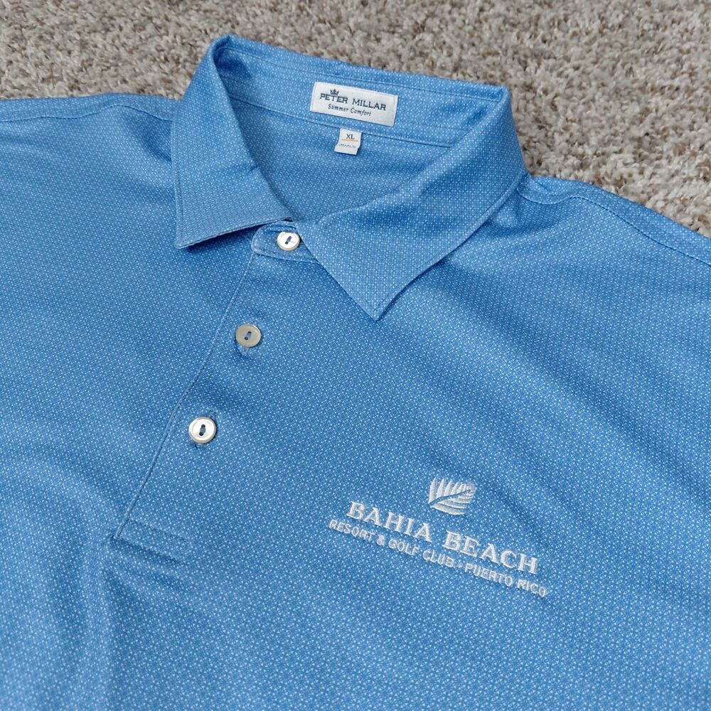 Peter Millar Summer Comfort Bahia Beach Resort Golf Club Mens XL Blue Geometric